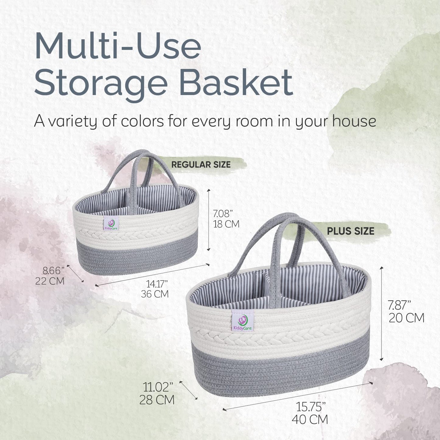 Kiddycare Diaper Caddy Organizer For Baby Nursery Basket With Handle Lid Nursing Caddy With Changing Table Organizer Cart Rope D