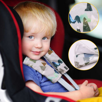 Baby Car Seat Belt Covers, Adventure Mountain Car Seat Straps Shoulder Pads For Girls Boys, Fleece Seat Belt Protectors For Car
