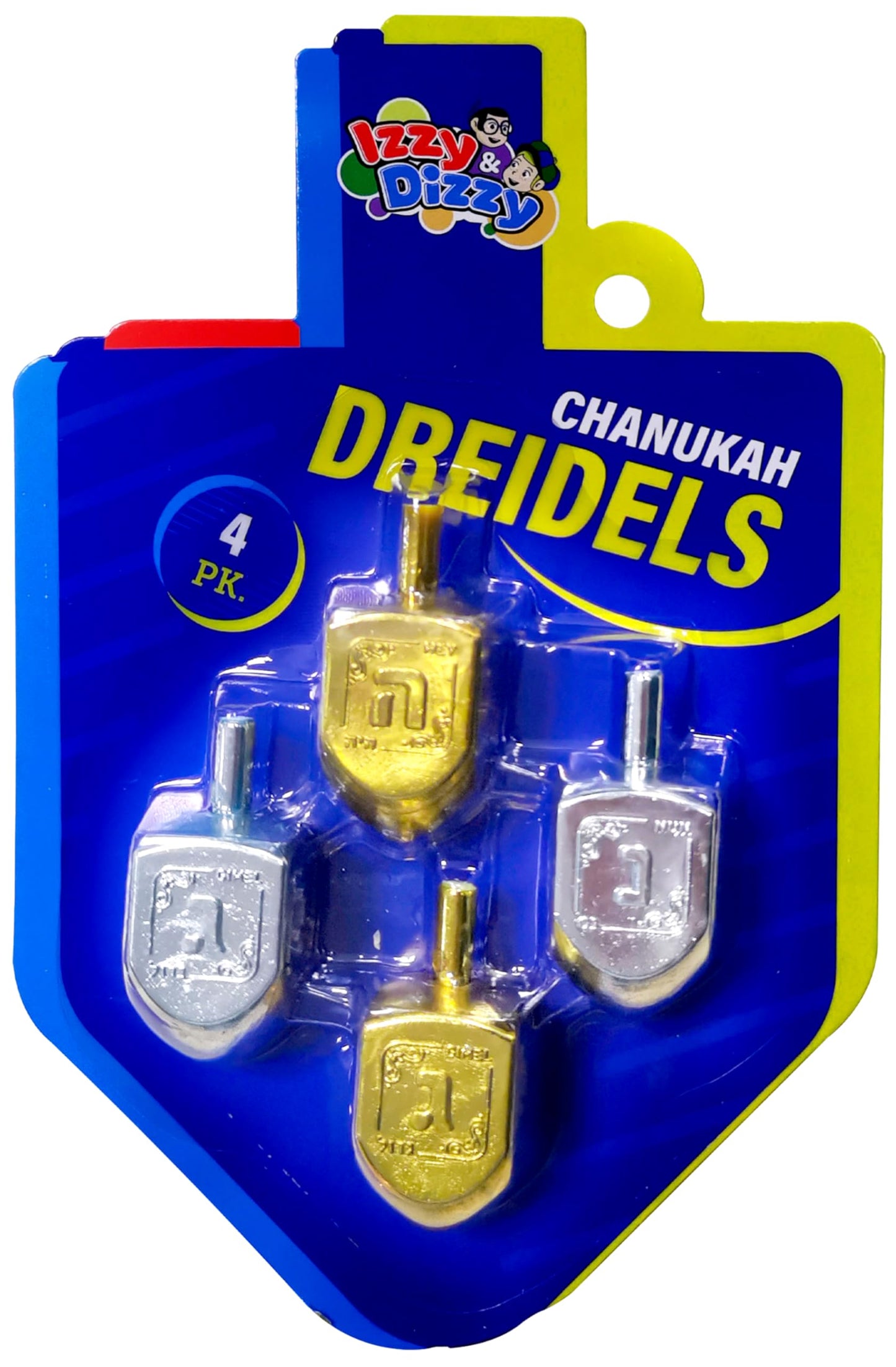 Hanukkah Dreidels - Metallic Gold And Silver Dreidel - 4 Pack Medium