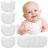 Tatuo 10 Pieces Muslin Baby Bibs Cotton Burping Cloth Bulk Adjustable Newborn Bandana Drool Bibs For Baby Boy Girl(White)