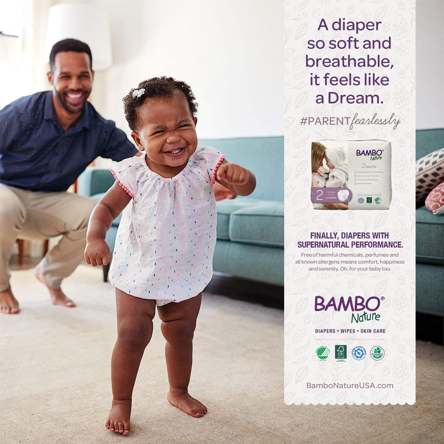 Bambo Nature Hypoallergenic Baby Diapers, Eco-Labelled Sustainable Diapers, Enhanced Leakage Protection, Totally Chlorine-Free,
