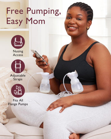 Momcozy Pumping Bra, Pumping Bra Hands Free 2 Pack Comfortable All Day Wear Pumping And Nursing Bra In One Holding Breast Pump F