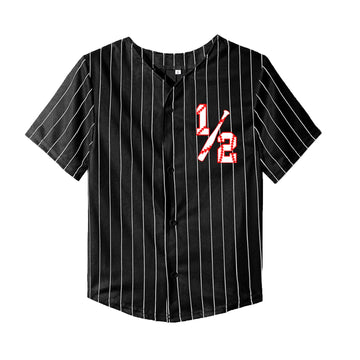 Baby Boy Girl Halfway To One 1/2 Baseball Shirt Suit - Half Birthday Infant Newborn Clothes 1 Year Black Striped
