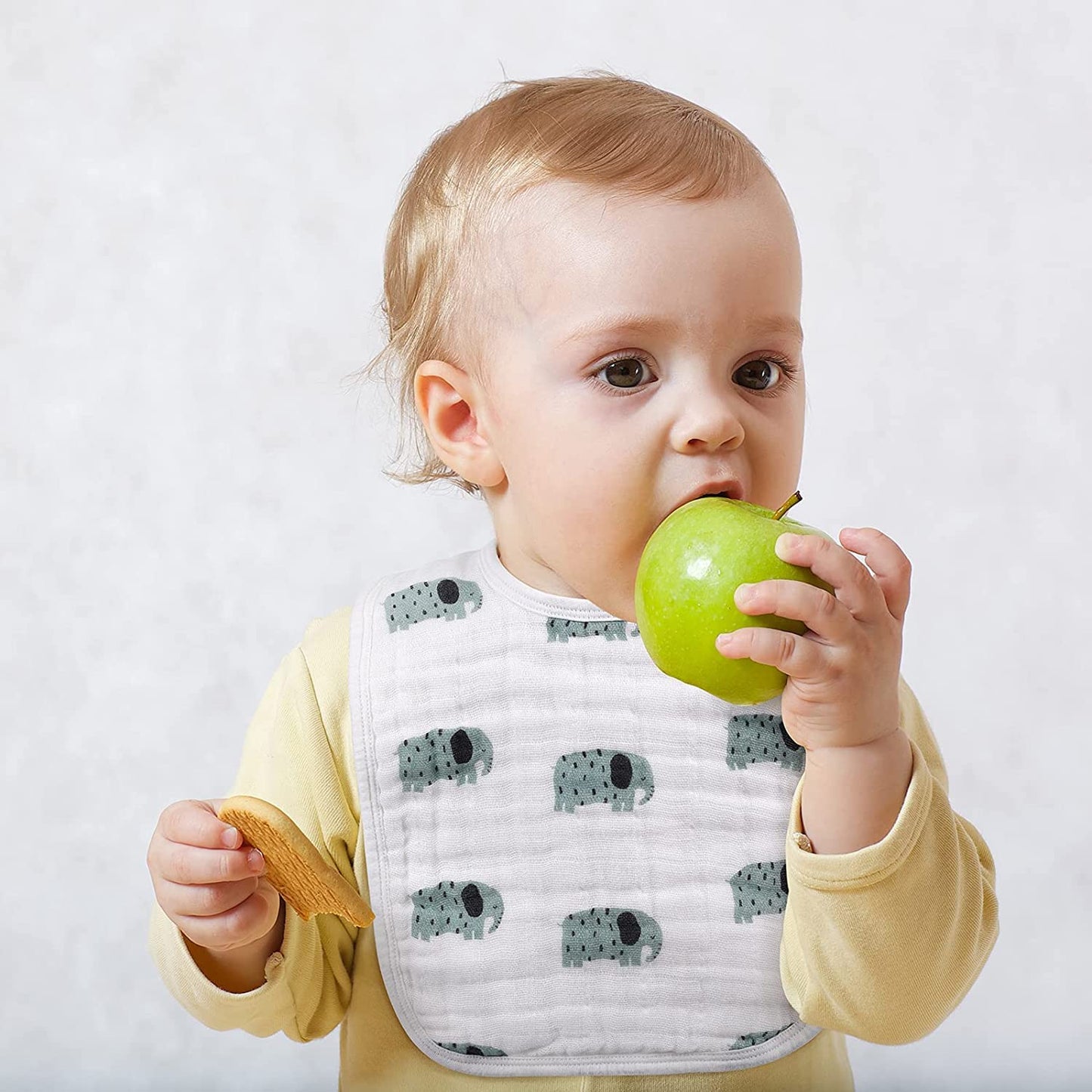 Snap Muslin Bibs For Boys & Girls, 3-Pack Baby Bibs For Infants, Newborns And Toddlers, 100% Cotton Muslin Absorbent & Soft Laye