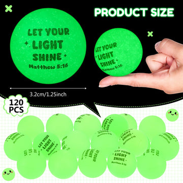 Seenelling 60 Pcs Christian Glow in The Dark Bouncy Balls Easter Jesus Bible Verse Rubber High Bouncing Balls Christian Party Fa