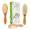 Molylove 3 Piece Baby Hair Brush And Comb Set For Newborn & Toddlers- Natural Wooden Hairbrush With Soft Goat Bristles For Cradl