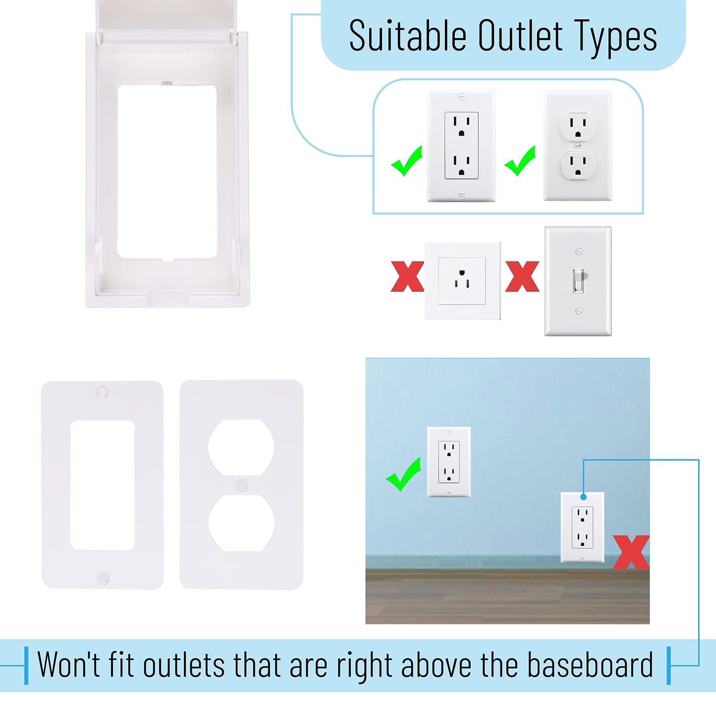 Bates - Baby Safety Outlet Cover Box, Outlet Covers Baby Proofing, Plug Covers For Electrical Outlets, Baby Proof Outlet Covers,