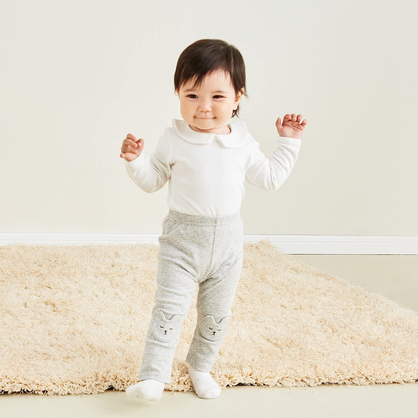 Pureborn Baby Boys Organic Cotton Bodysuit Peter Pan Collar Infant Long Sleeve White 6-9 Months