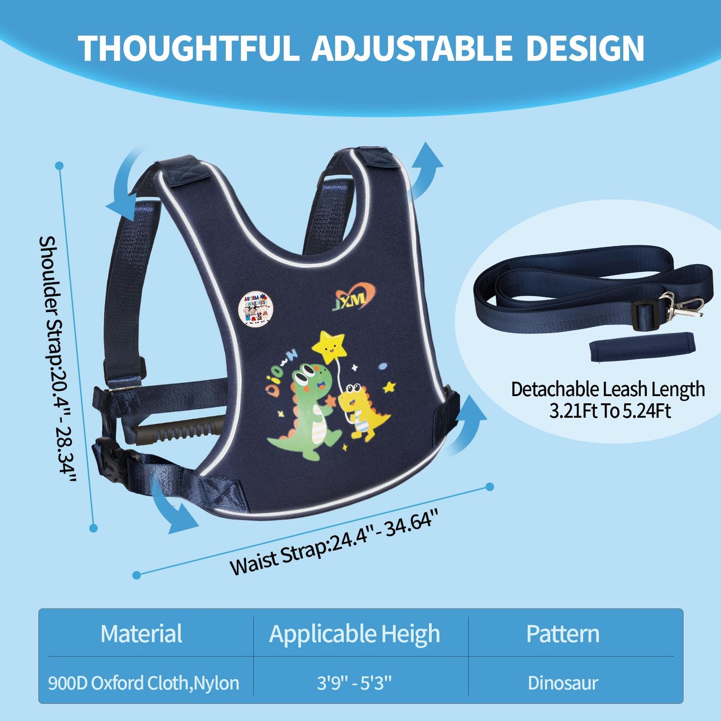 2025 New Safety Harness For Big Kids (6-12Yrs) With Autism Special Needs Adhd/Asd, Teens Youth Vest Walking Harness With Grab Ha