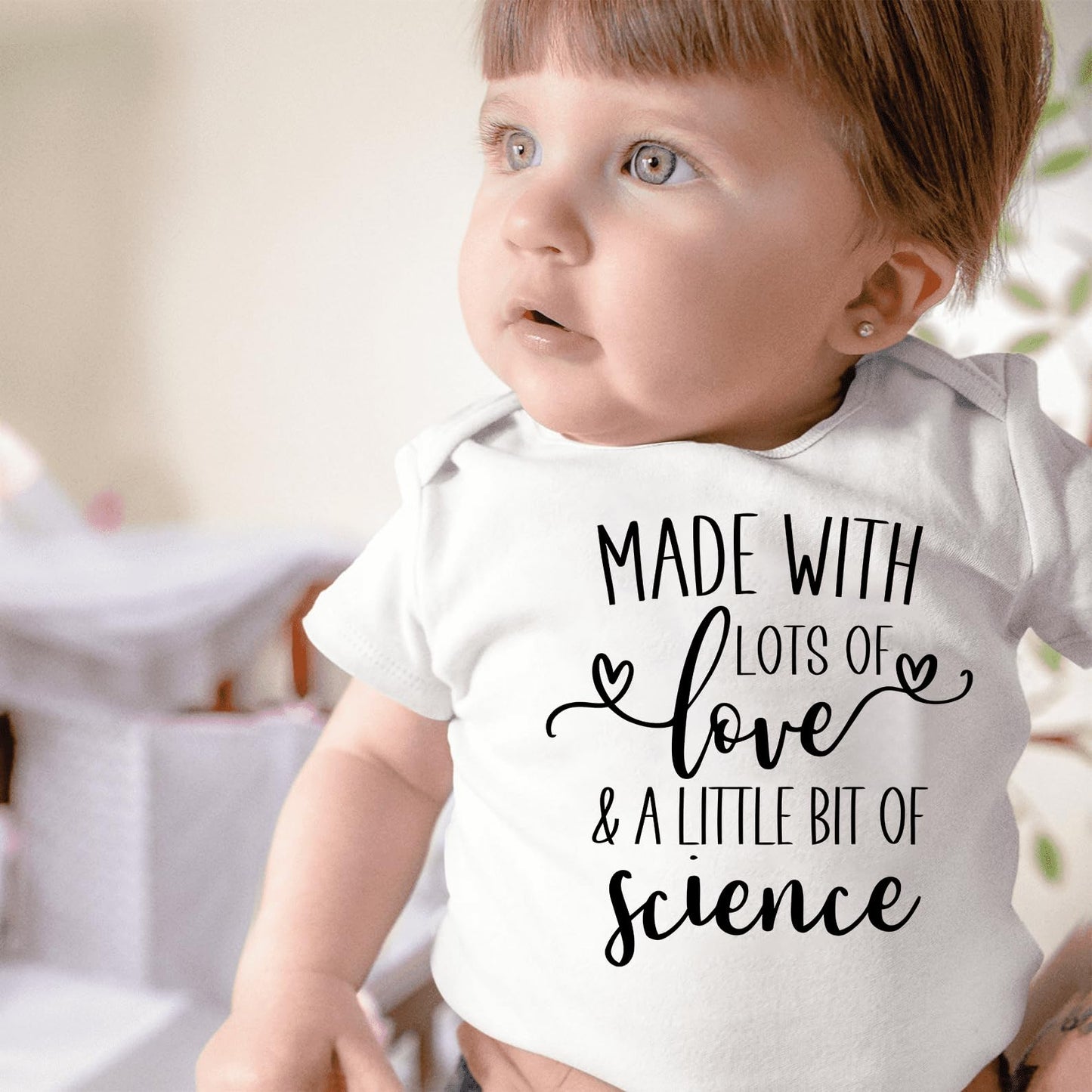 Made With Lots Of Love And A Little Science Bodysuit Ivf Baby Pregnancy Announcement Worth Every Shot Reveal Gift (0-6 Months, H