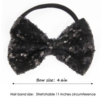 Song Qing Baby Infant Girls Hair Band Sequined Bow Headband Turban Knot Hair Headwear (Black)