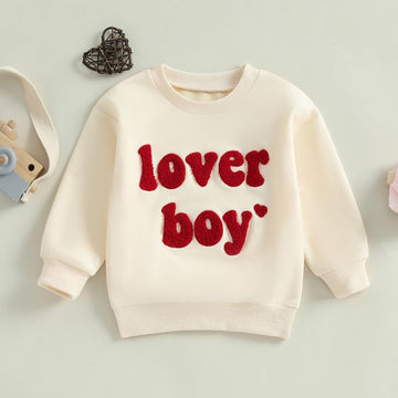 Lesimsam Toddler Baby Boy Girl Valentines Day Outfit Embroidery Sweatshirt Crewneck Long Sleeve Pullover Shirts Top (Lover Boy-B