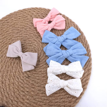12 Pcs Linen Bow Hair Clips For Baby Girls Hair Bows Alligator Clips Accessories Infants Toddler Kids Hairgrips (Assorted B)