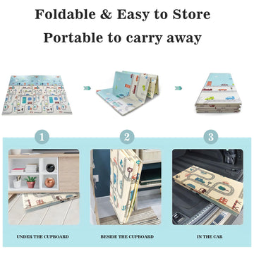 Eanpet Baby Play Mat Foam Area Rug For Kids Toddler Infant Ultra Thick Folding Large Crawl Mat Non-Slip Playmat For Bedroom Play