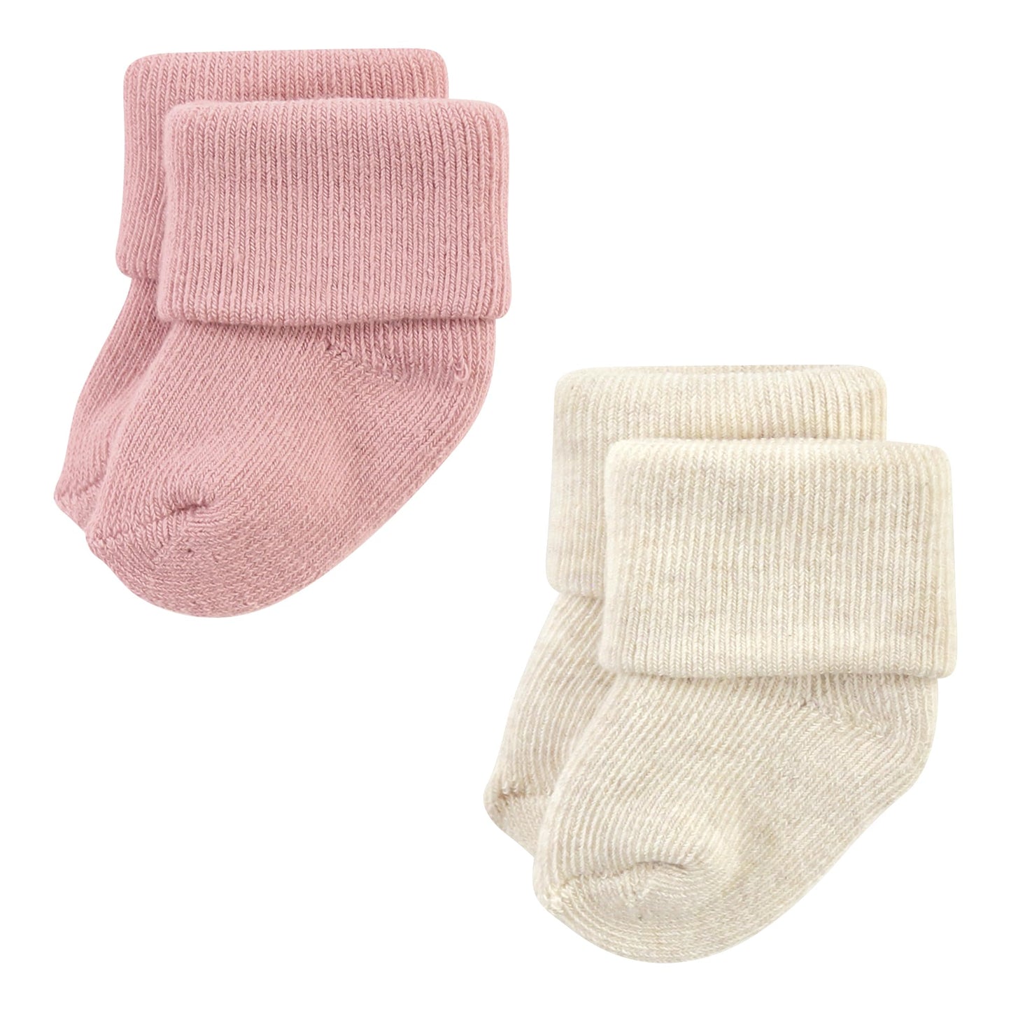 Hudson Baby Unisex Baby Cotton Rich Newborn And Terry Socks, Solid Pink Neutral, 6-12 Months