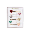 Meri Meri Glitter Heart Hair Clips (Pack of 6), 6 Different Color and Design Hair Slides, Valentines Day Gifts