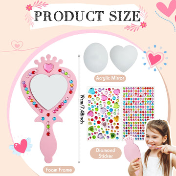 Liliful 12 Pack Princess Foam Mirror Kits Decorate Your Own Princess Mirrors Unbreakable Kids Mirror Toy for Crafts Mirror for G