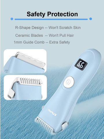 Openbeauty Baby Hair Clippers, Low Noise Hair Trimmer For Kids, Waterproof Usb Rechargeable Cordless Haircut Kit With Lcd Displa
