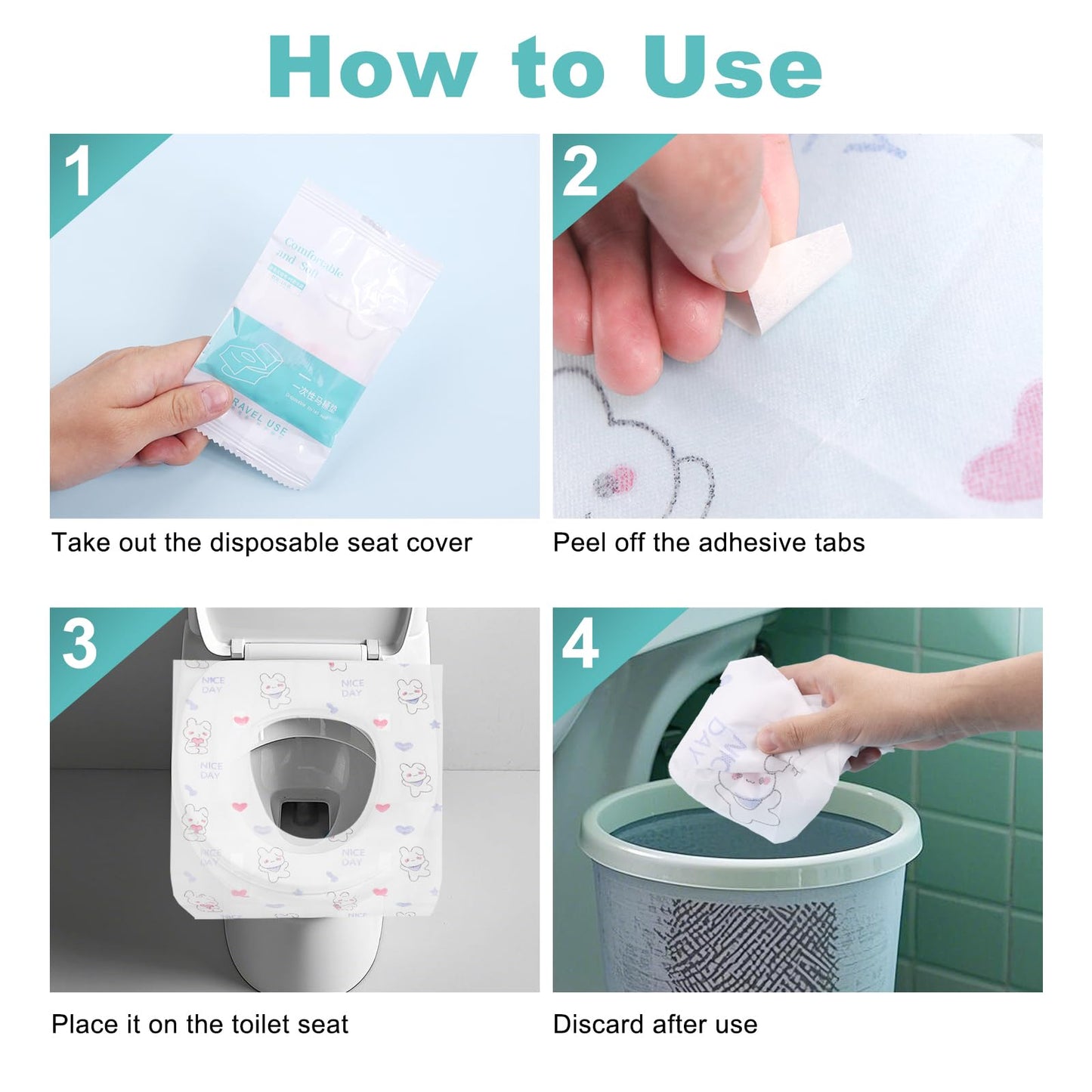 Krijuess 100 Packs Toddler Toilet Seat Covers Disposable, Disposable Toilet Seat Covers For Travel Waterproof Non-Woven, Travel