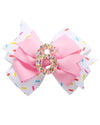 Birthday Hair Bow For Baby Girls 1 2 3 4 5 6 Years Sprinkle Decorations Confetti Ice Cream Party Pink Hair Accessories For 6Th B