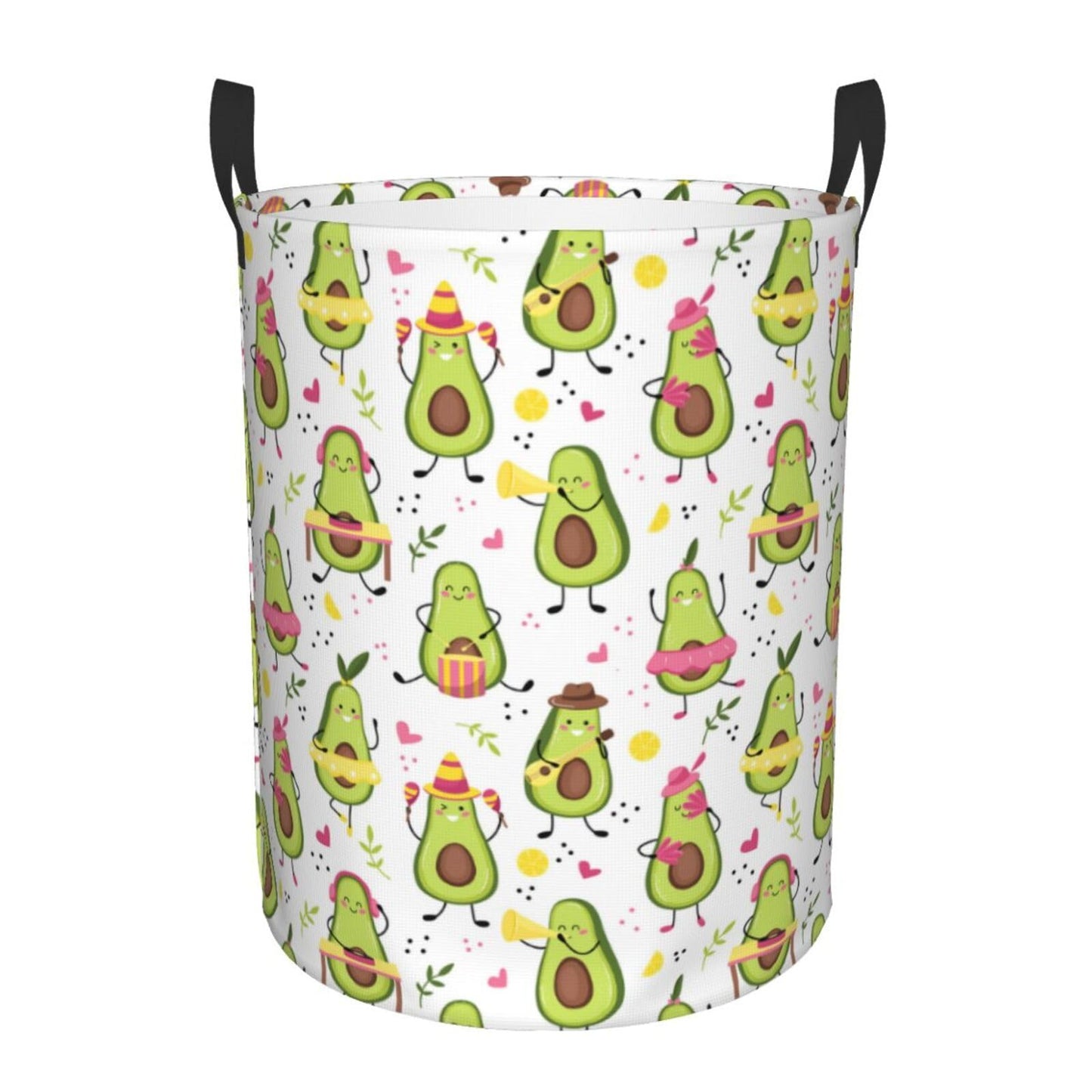 Pevtufa Avocado Playing Music Foldable Laundry Basket Organizer,Fabric Clothes Toy Storage Basket Nursery Hamper Storage Bin For