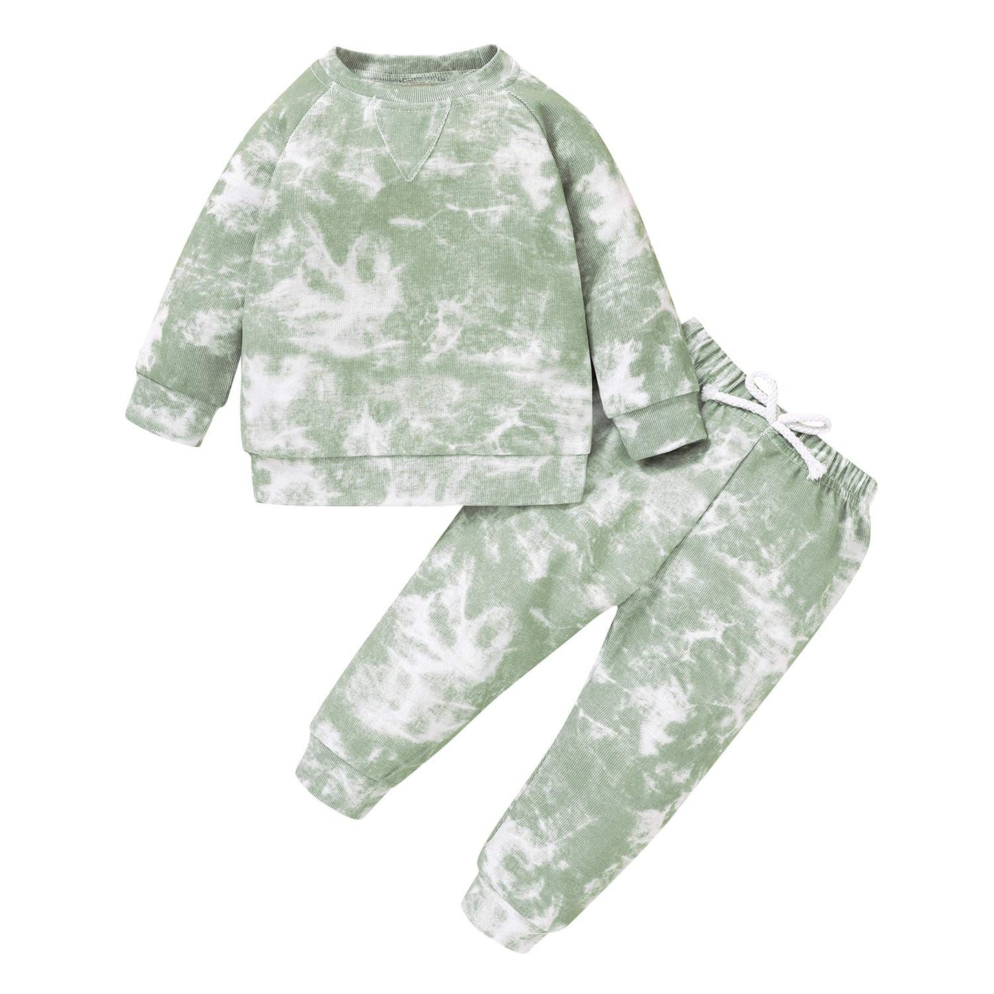 Happyma Toddler Baby Girl Pants Sets Solid Color Long Sleeve Blouse Top + Pants Fall Outfits 2Pcs Winter Newborn Clothes (Tie-Dy