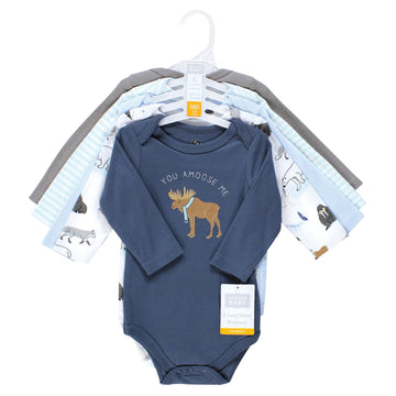 Hudson Baby Unisex Baby Cotton Long-Sleeve Bodysuits, Arctic Animals, 3-6 Months