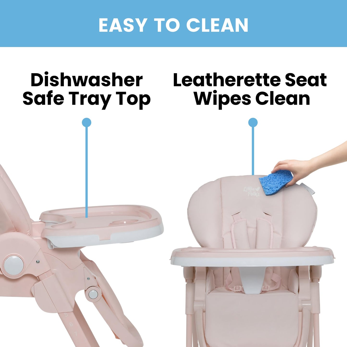 Delta Children Little Folks 2-In-1 Slimfold High Chair For Babies And Toddlers, Pink