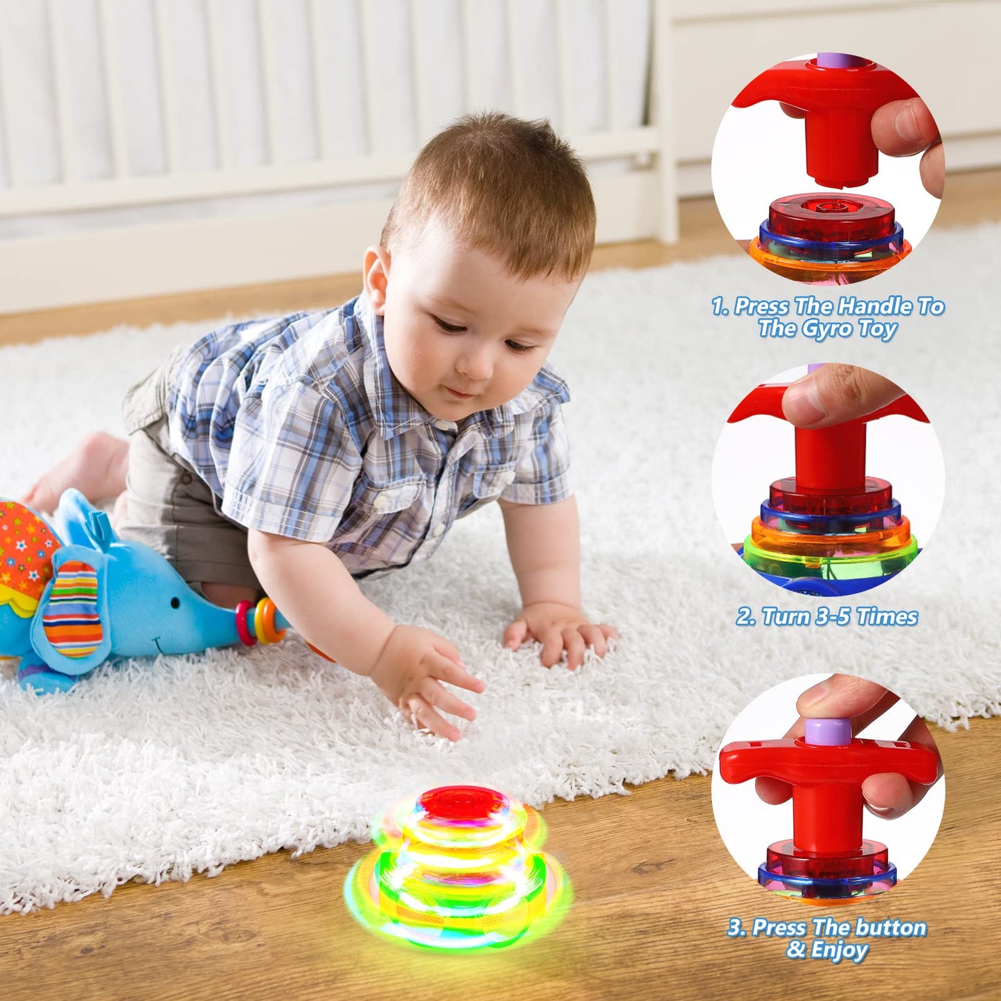 Toyandona 3Pcs Spinning Top Toys, Led Light Up Flashing Music Spinning Tops For Kids Gifts Birthday Party Favors Goodie Bag Fill