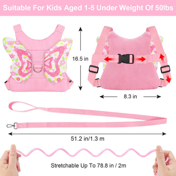 Accmor Toddler Harness Leash, 3 In 1 Cute Butterfly Kids Leash + Anti Lost Wrist Link, Adorable Child Walking Harness Wristband