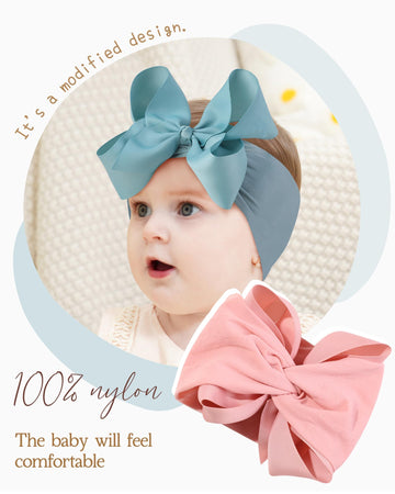 Doboi 12Pcs Big Baby Bows Baby Girl Headbands Ribbon Bow Hair Accessories Nylon Headband Bows For Baby Girls Infant Newborn Todd