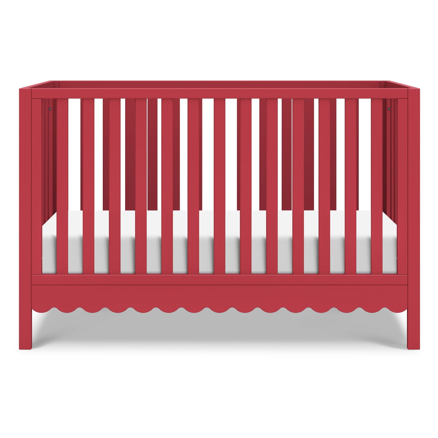Davinci Sammy Scallop 4-In-1 Convertible Crib In Strawberry Red, Greenguard Gold Certified