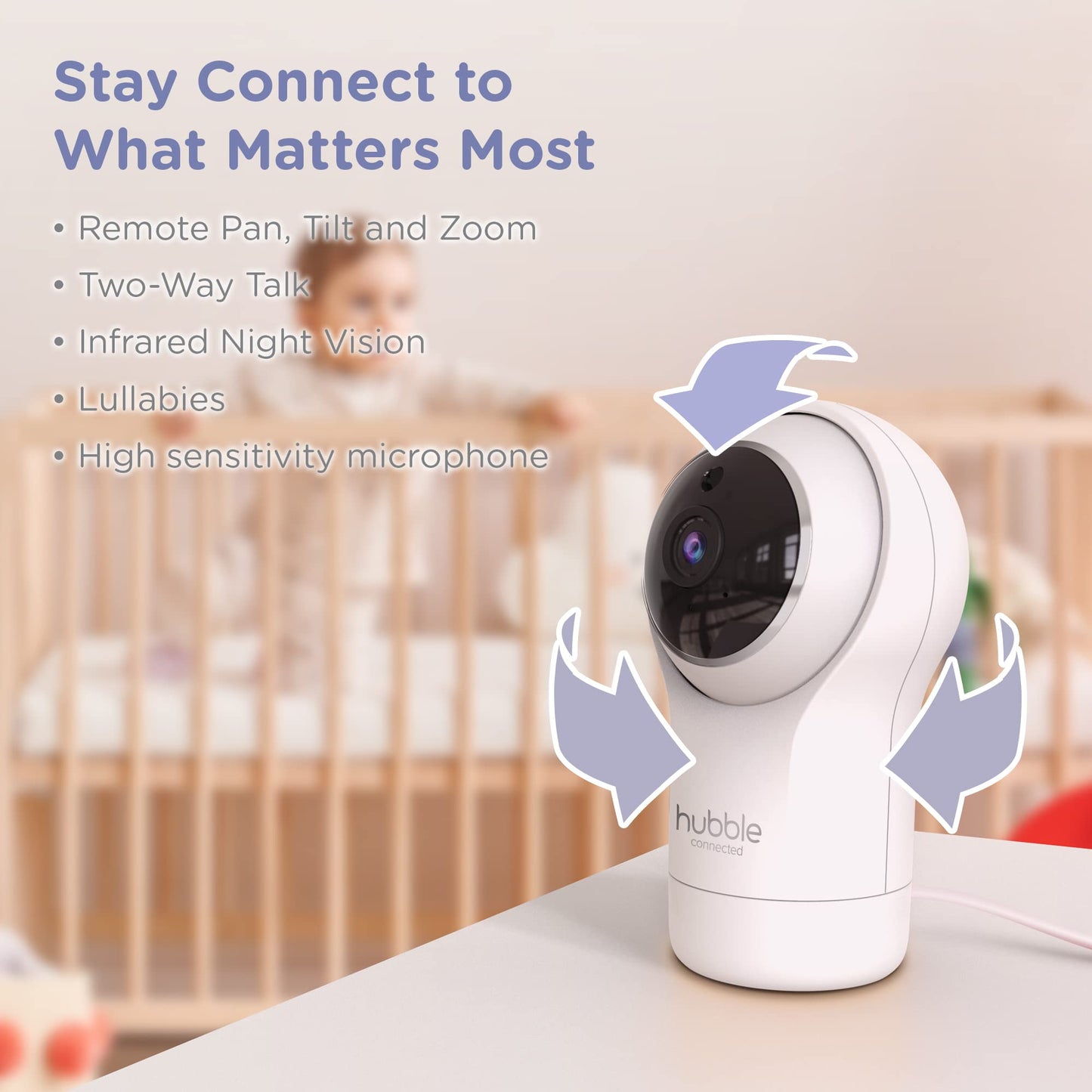 Hubble View Pro Twin 5' Video Baby Monitor With Camera And Audio, Nightvision Baby Monitor With 2 Cameras Split Screen & Pan Ti