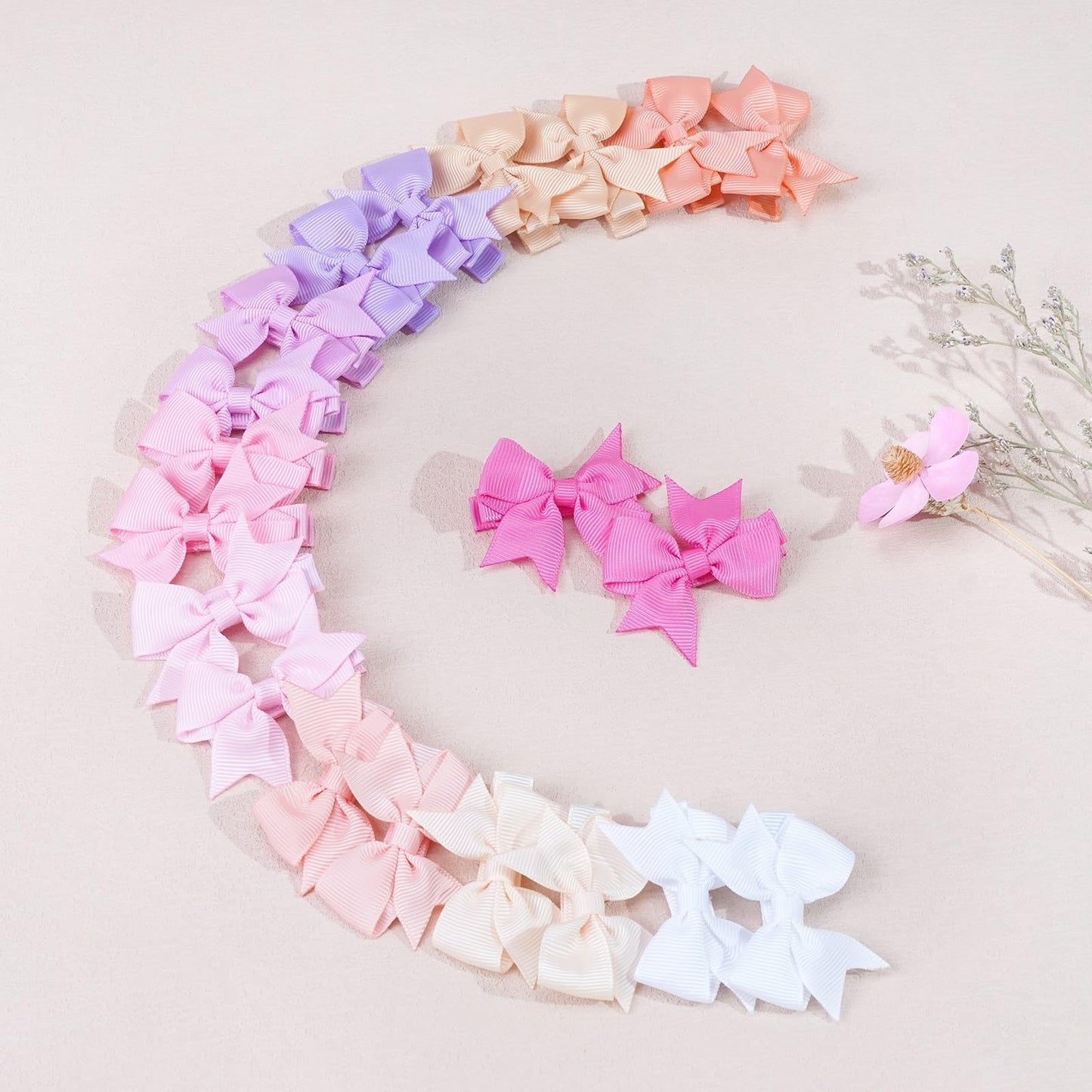 Cllot 50Pcs 2Inch Baby Hair Clips - Soft Cotton Fully Lined Tiny Baby Hair Bows Alligator Clips For Baby Girls Infants Toddlers