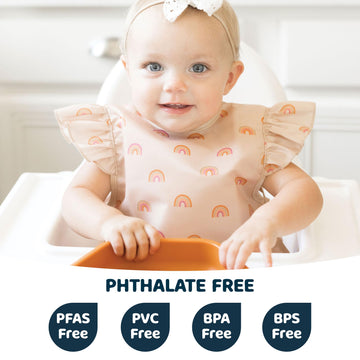 Tiny Twinkle Mess Proof Baby Bib - Waterproof Apron Machine Washable Pvc, Bpa, & Phthalate Free Great Travel For Eating Food Bib