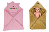 CTMKIDS Baby Wrap with Cap for Kids 74x74 cm Pink & Single Baby Wrap with Cap for Kids 74x74 cm Camel