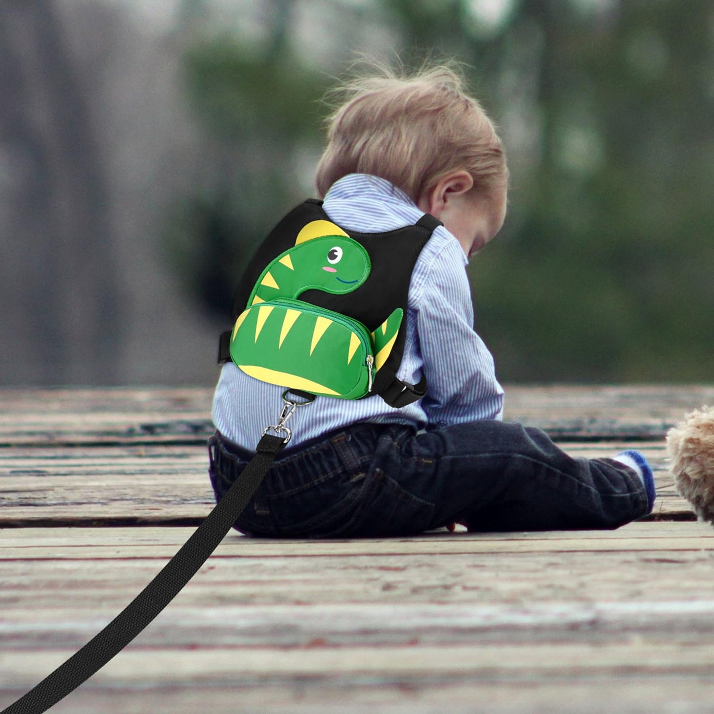 Accmor Toddler Harness Leash + Anti Lost Wrist Link, Cute Dinosaur Kids Harness With Leash, Adorable Child Harness Leash Wristba