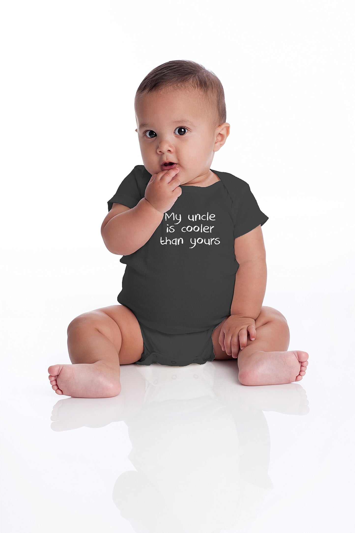 My Uncle Is Cooler Than Yours - Funny Baby Essentials Bodysuit - Newborn Clothes Baby Romper (6 Months, Black)