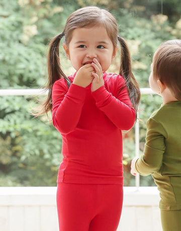 Vaenait Baby Kids Long Sleeve Sleepwear Pajamas 2Pcs Set Modal Red Xs