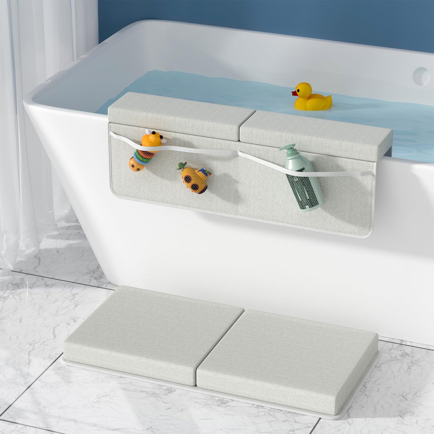 Toua Comfortable Soft Baby Support Bathtub Kneeler Mat Knee Saver Cushion And Bathroom Elbow Rest Pad Set