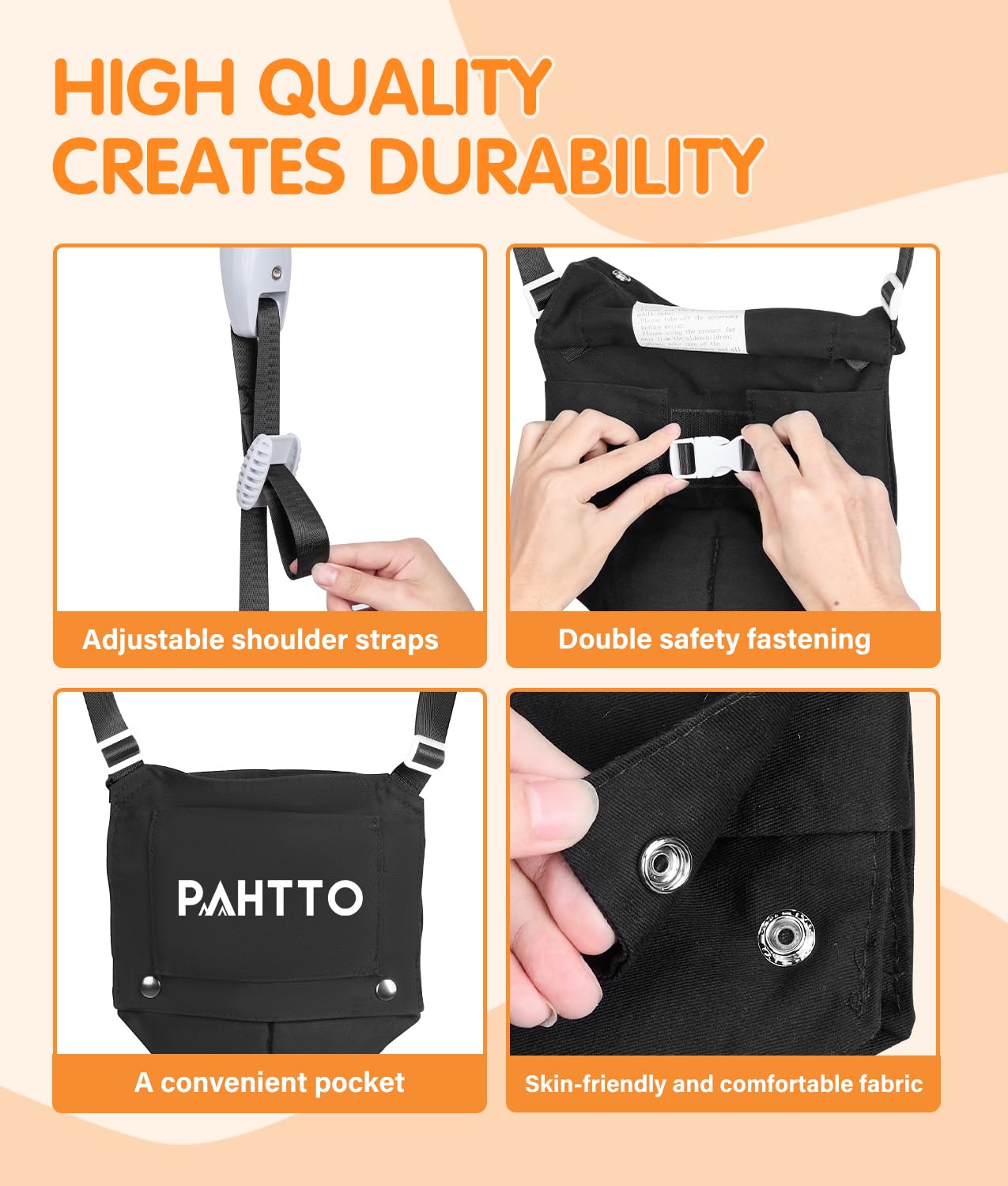 Pahtto Baby Door Jumper With Soft Rug, Durable Toddler Bouncer With Adjustable Height-Funny Baby Walking Harness, Protable Baby