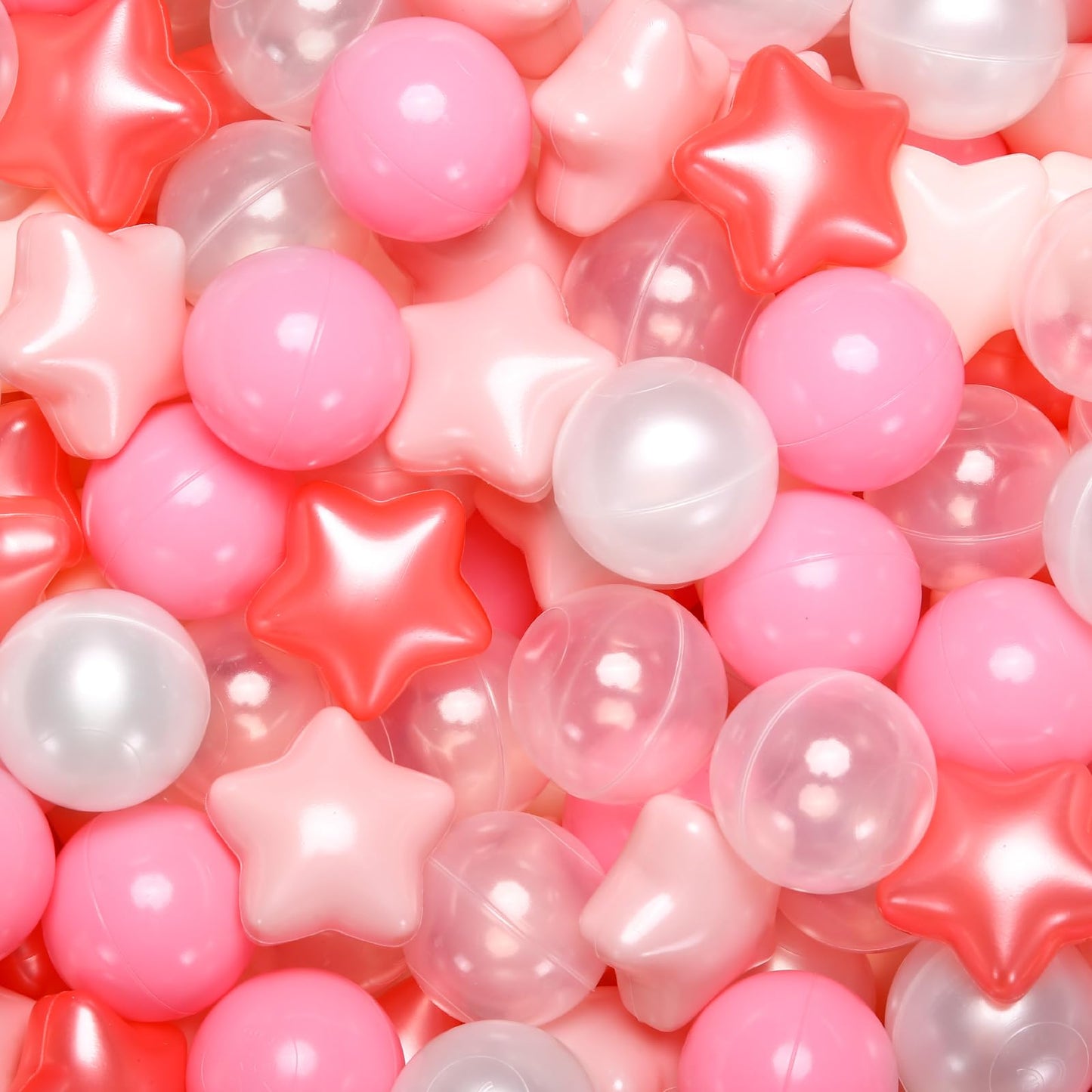 Ball Pit Balls 50 PCS, Star Shapes for Babies Kids Playpen Plastic Balls for Babies Ball Pool Puppy Playballs, Pearl Red Beige C