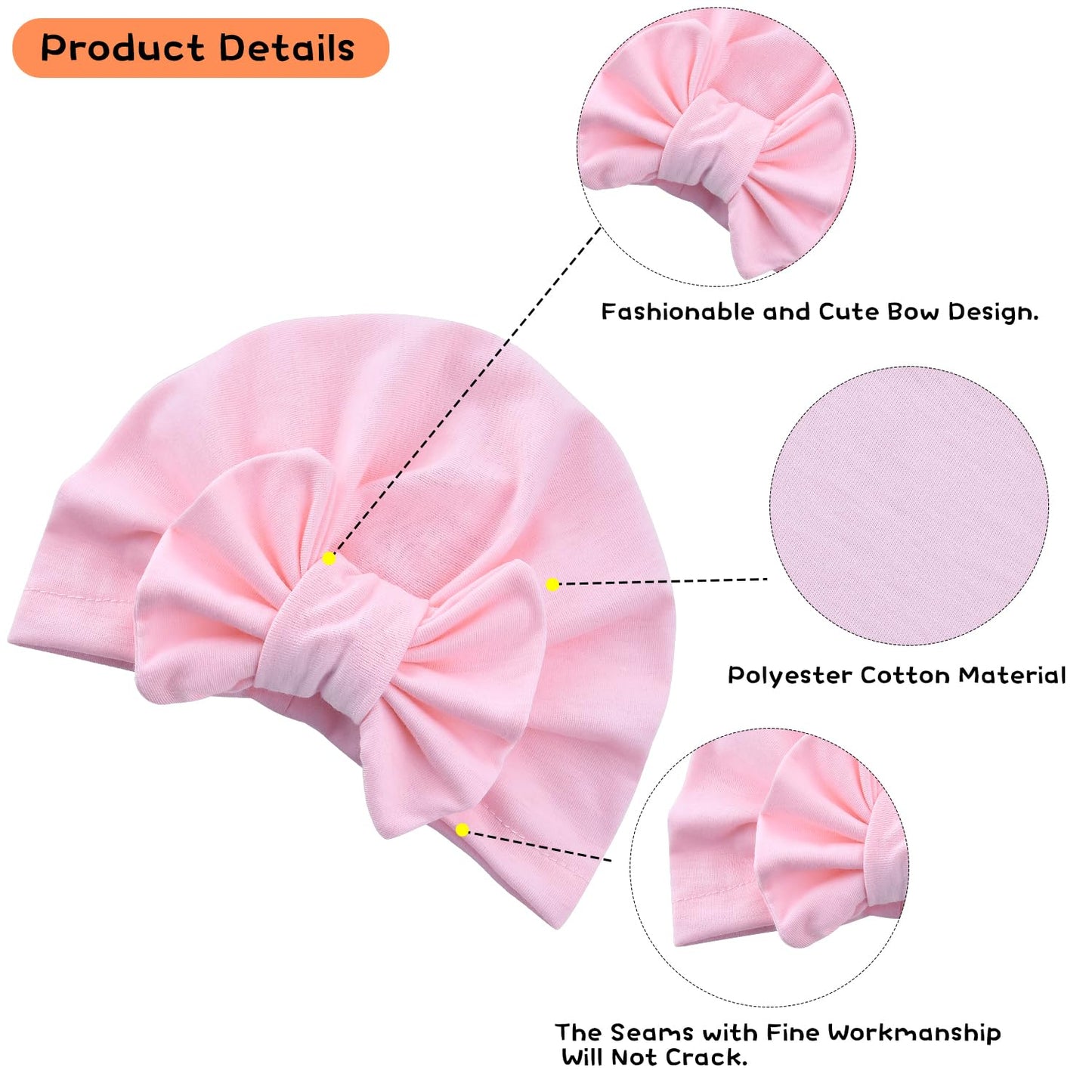 Wkjho Baby Turban Hat For Girl Boy 0-3 Years Old Infant Bow Head Wrap Soft Knotting Cap For Toddler Kids Babies