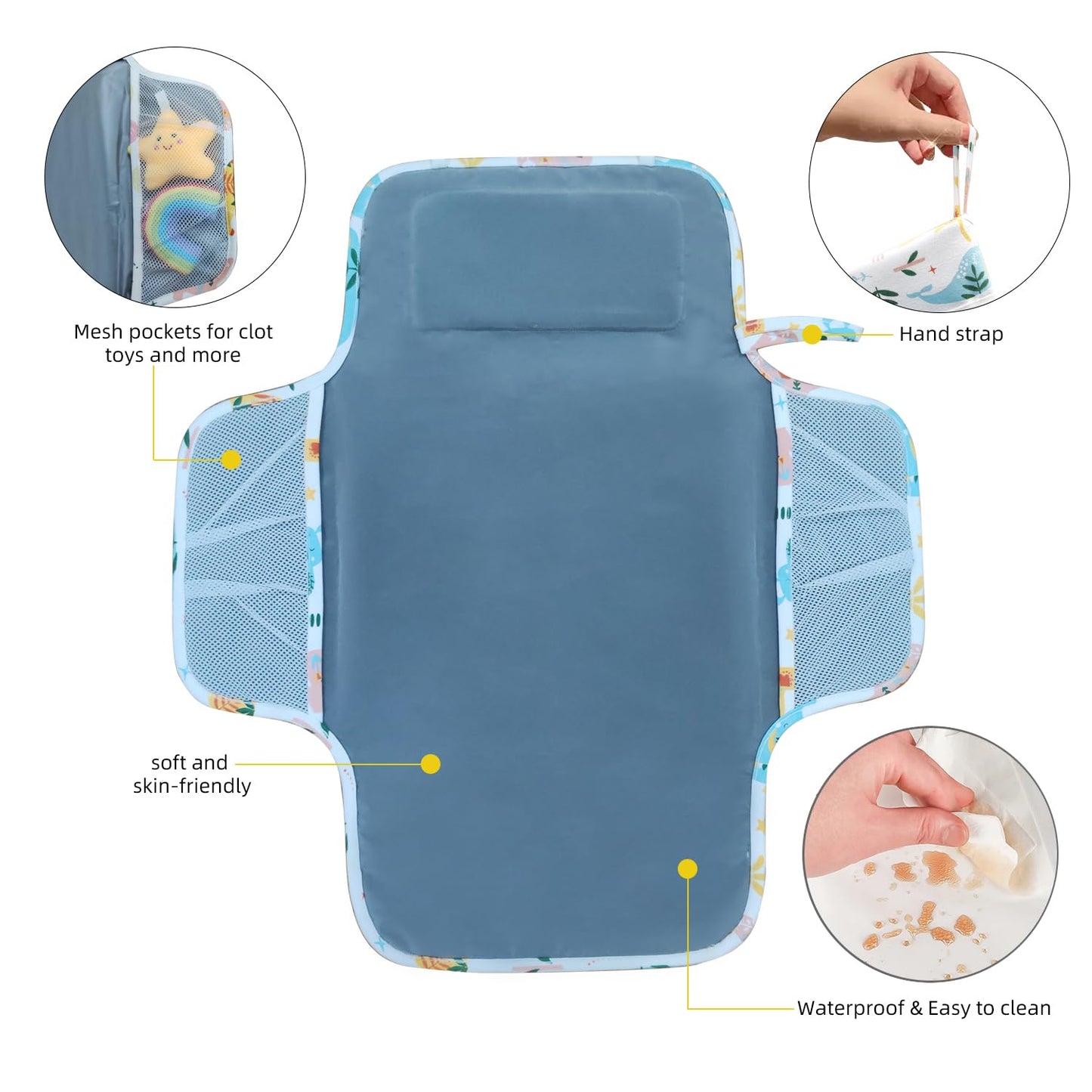Potable Waterproof Diaper Baby Changing Pad, Double-Sided Infant Travel Foldable Changing Mat On The Go Changing Pad For Baby Ne