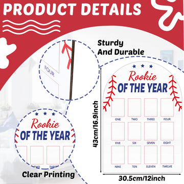 My First Year Photo Board Rookie Of The Year Photo Board Baseball One Year Birthday Party Decor First Year Picture Frame 12 Mont