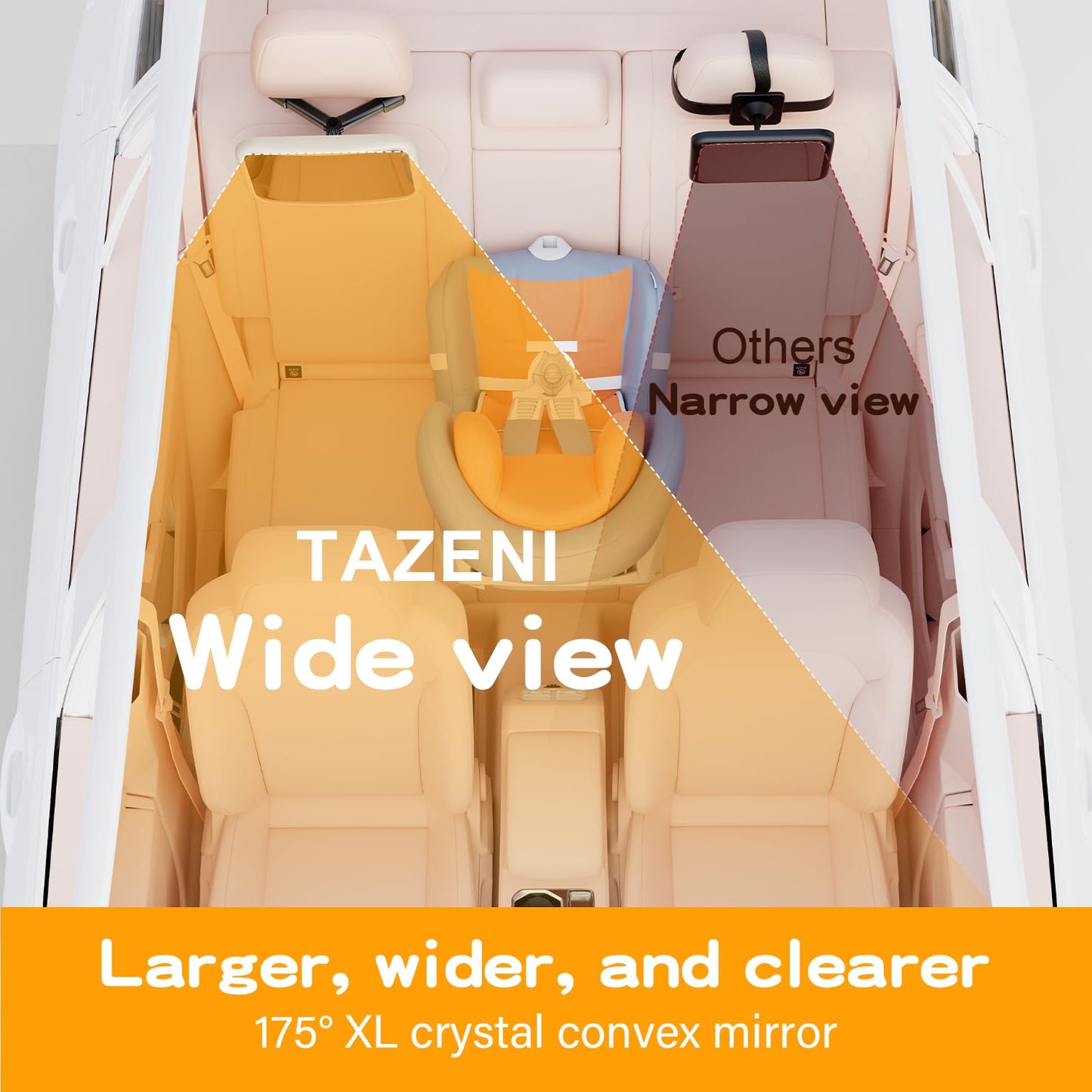 Tazeni Baby Car Mirror For Baby Hook Clip Design Never Shake Baby Mirror For Car Seat Rear Facing Easy Install Crystal Clear Vie