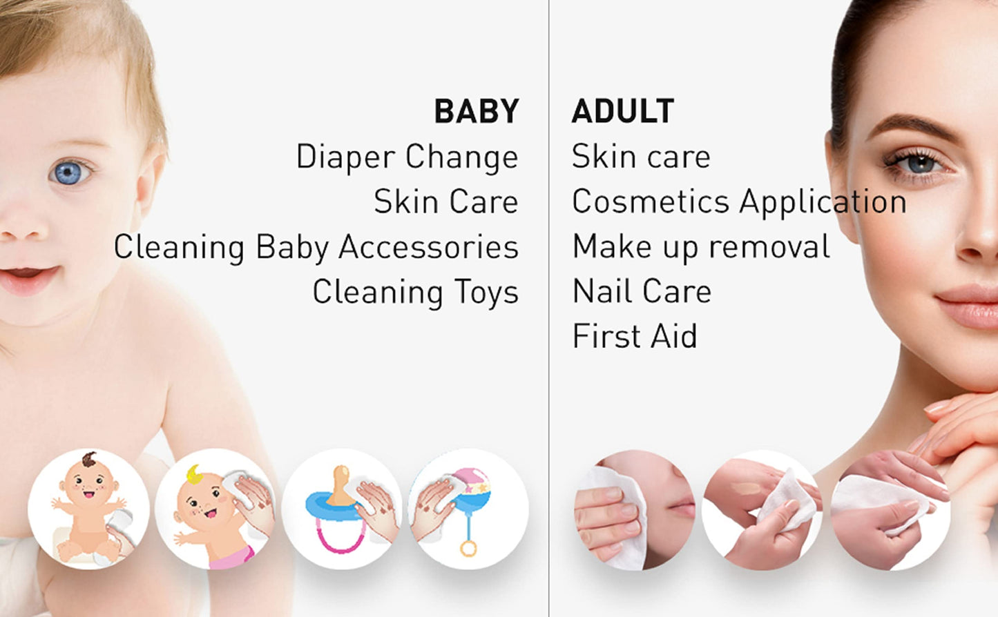 Destalya Baby Cotton Pads For Diaper Change | 360 Count | Soft Large Squares For Sensitive Skin | Lint-Free | 100% Cotton (Maxi