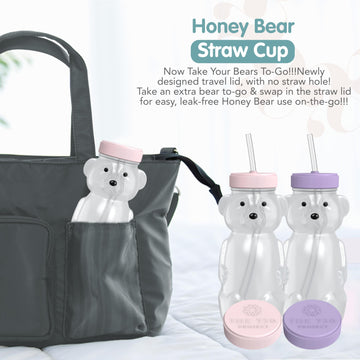 The 730 Project Honey Bear Straw Cup For Babies, 8Oz Honey Bear Cup With Travel Lid, 2-Pack Therapy Learning Honeybear Straw Cup