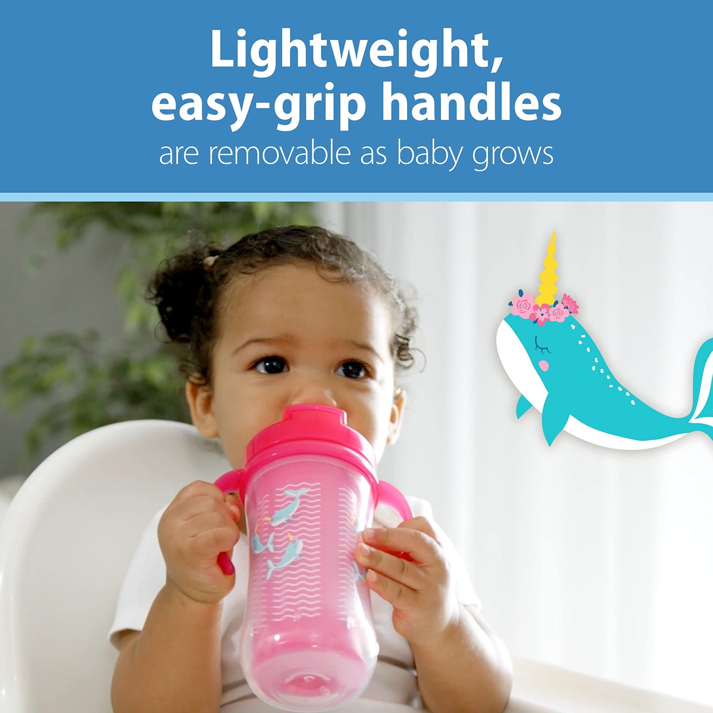 Dr. Brown'S Milestones Insulated Sippy Cup With Straw And Handles, Spill-Proof Tumbler With Lid, 2-Pack, Pink, 10 Oz/300 Ml, Bpa