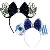 Fachpint Mouse Ears Headbands - 2Pcs Blue Ears For Boy Girl, Cute Halloween Theme Park Accessories, Sequin Christmas Party Props